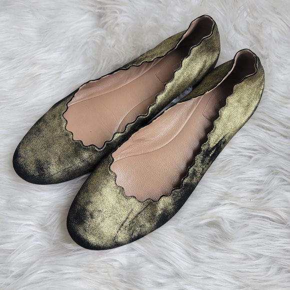 Chloe Lauren Scalloped Ballet Flats 39 - Picture 2 of 10
